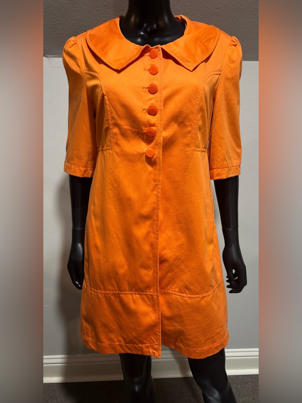 Vintage Retro Anthropologie Tulle Orange S/S Light Coat Jacket XL
